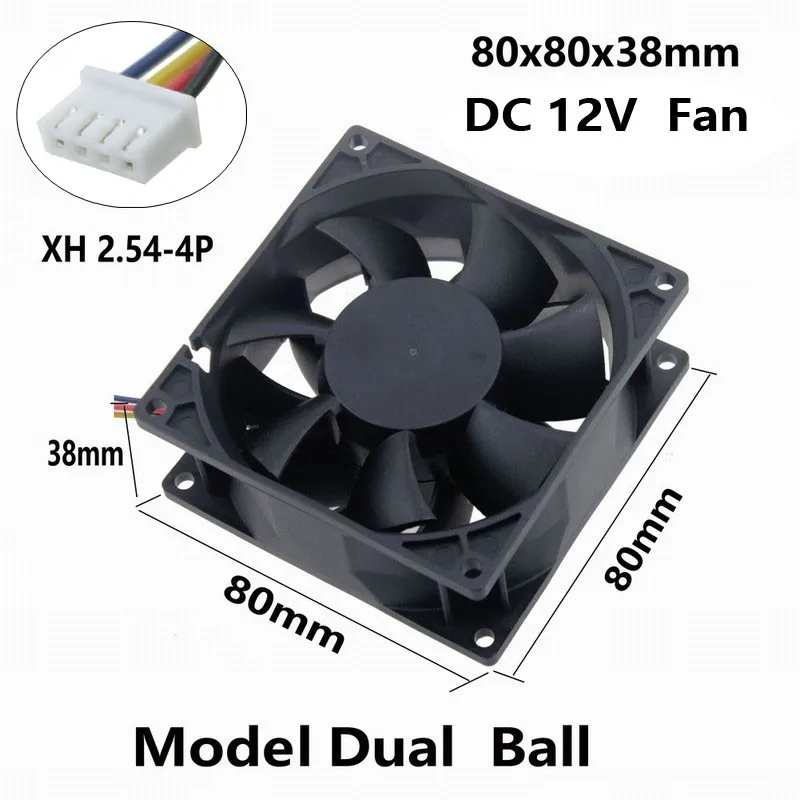 

Gdstime 1 Pcs 80x80mm DC Fan 12V Dual Ball Bearing 80mm x 38mm CPU Heatsink PC Case Cooling Fan 12 Volt 4 Pin Radiator 8cm