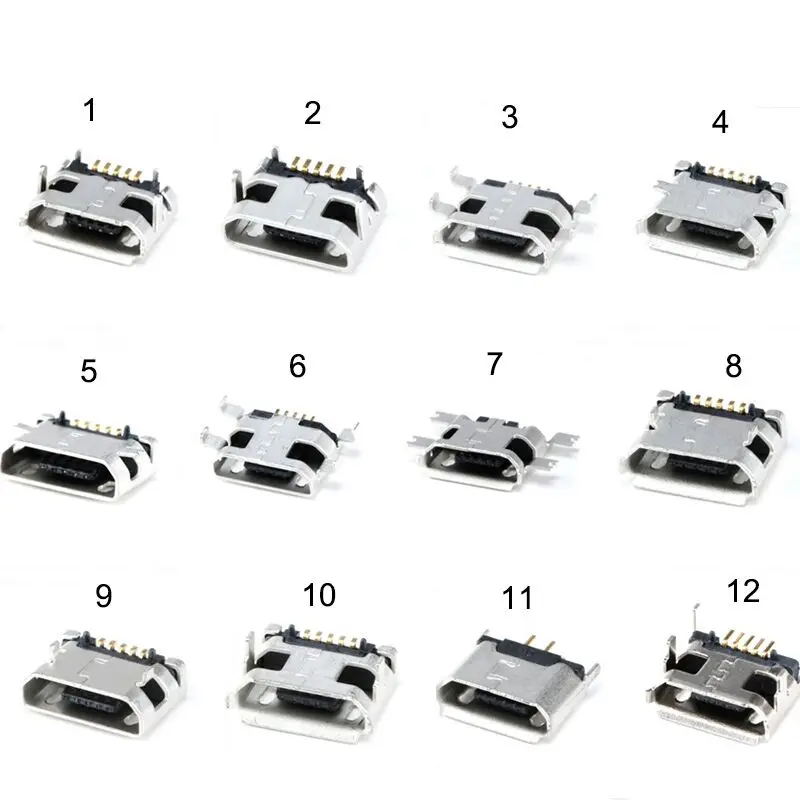 12 моделей микро USB разъем 5Pin usb гнездо для MP3/4/5 Huawei Lenovo ZTE и других мобильных