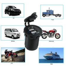 Автомобильное зарядное устройство для мотоцикла с двумя usb-разъемами, адаптер питания, розетка, зарядное устройство для мобильного телефона, DC 5 В, 2.1A/1A для грузовика, лодки