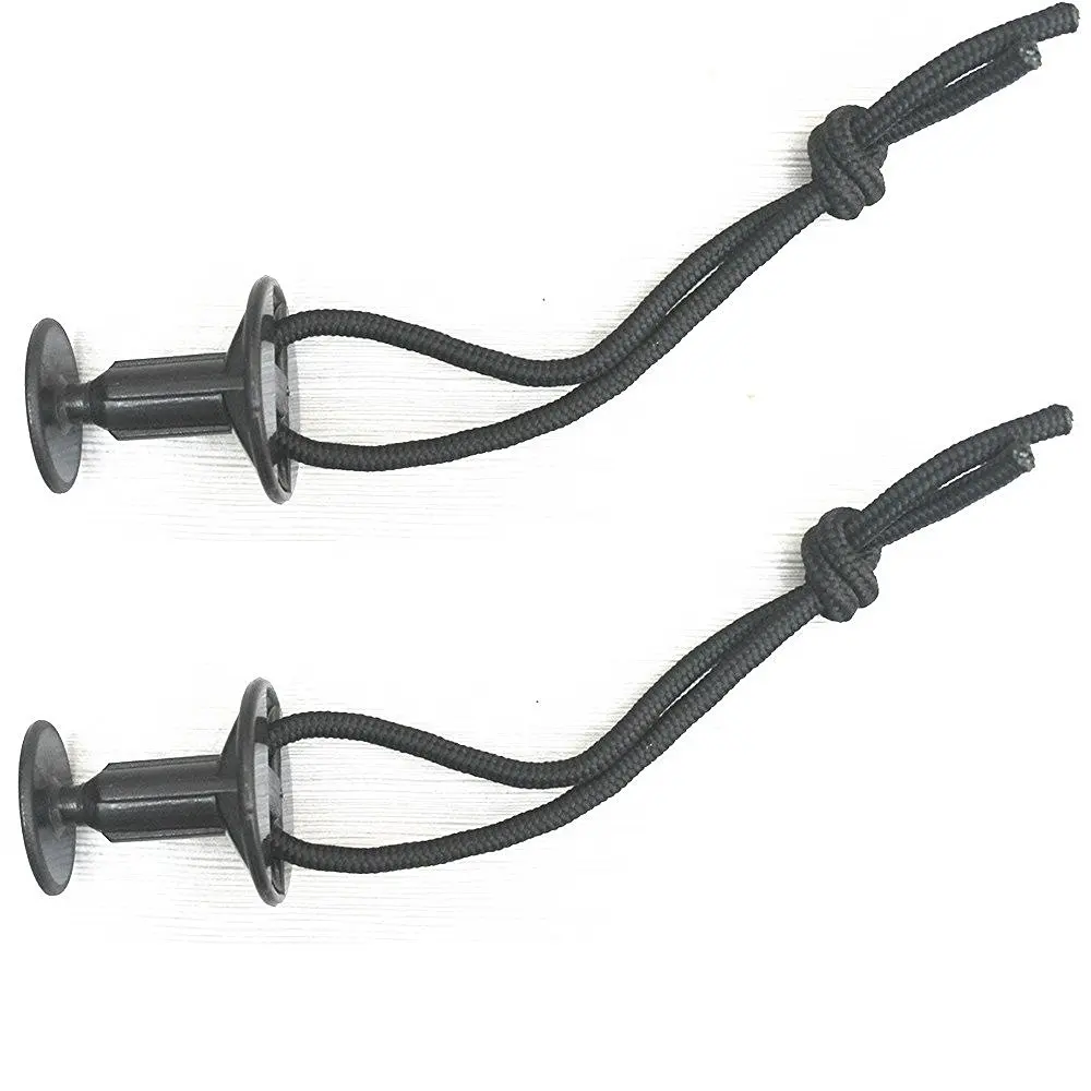 

6pcs Black Surf Leash Plugs Attachment with Cord for Plastic Bodyboard Surfboard