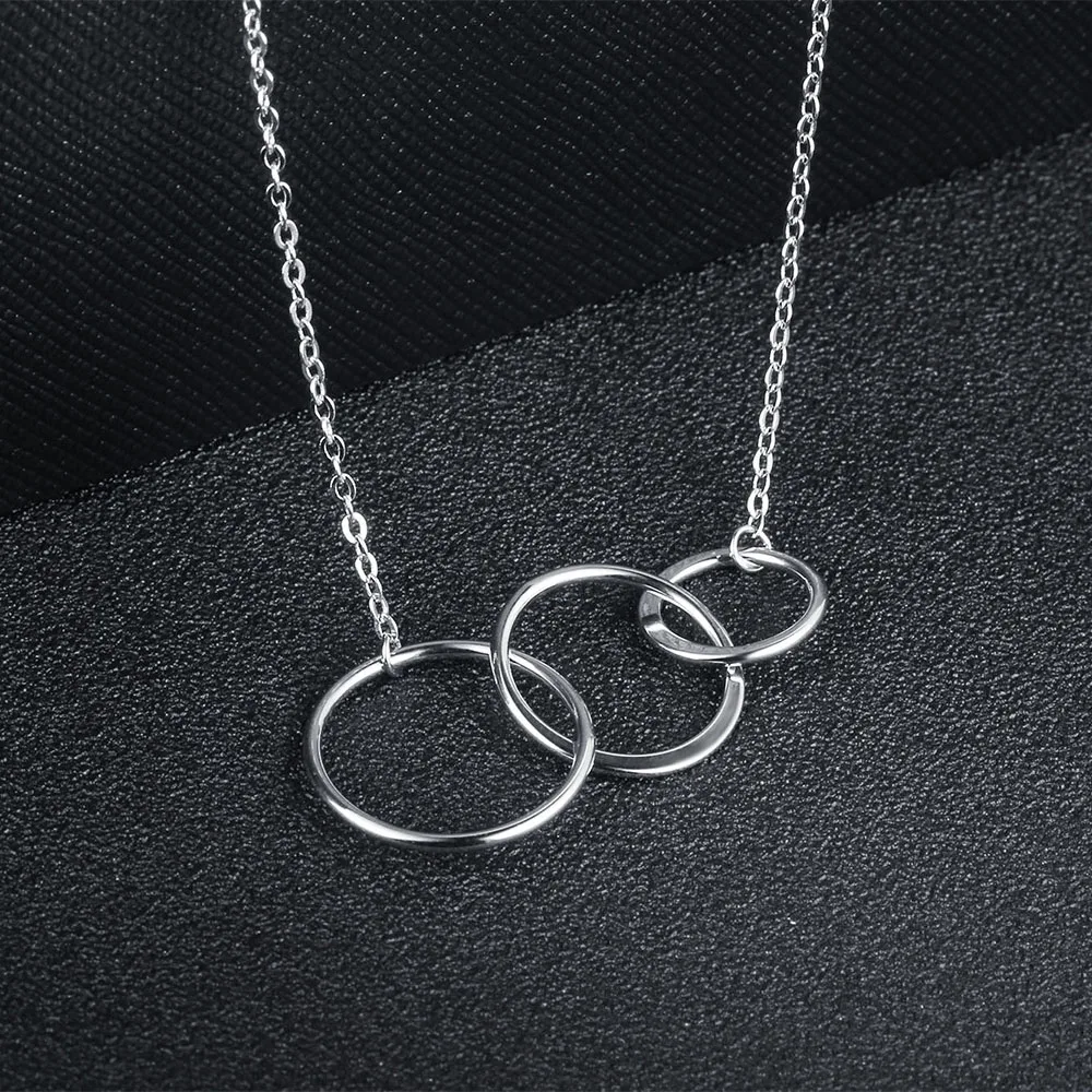925 Sterling silver 3 Round Necklaces & Pendants for Family NE103082_5 (4)