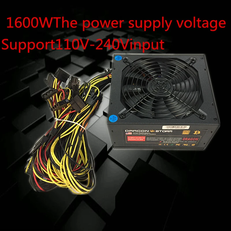 1600 واط الخادم امدادات الطاقة أسيك جهاز تعدين مصدر PC ETH XMR BTC مينر PSU ATX 12 فولت 124A كامل الجهد 90-240 فولت PSU ل 6 الفيديو بطاقة
