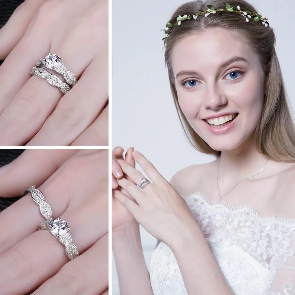 JewelryPalace Бесконечность 1.5ct имитация Юбилей Promise обручальное Обручение кольцо свадебный 925 стерлингового серебра