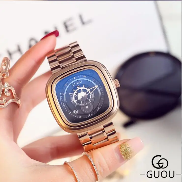 Montre Femme женские часы модные индивидуальные квадратные Роскошные розовое золото