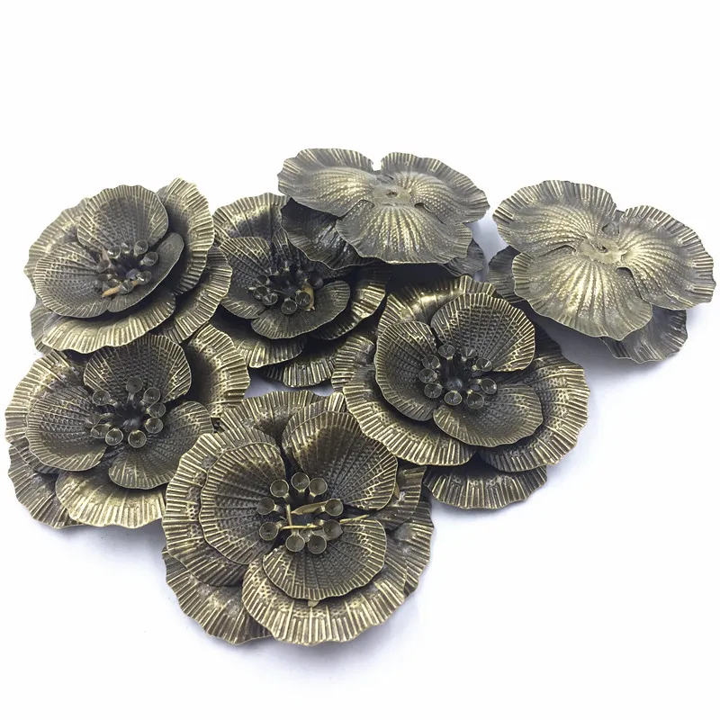 

10Pcs Bronze Tone Rose Flowers Alloy Cameos Embellishment Bag Ornament Jewelry Diy Making Findings Crafts 4.6x4.3cm