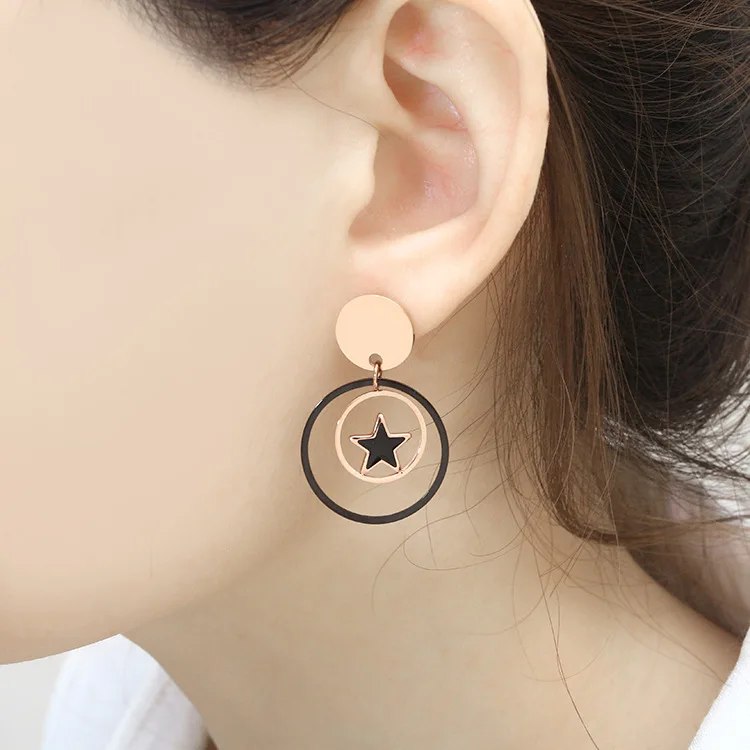 

Star Earrings Bohemian Geometric Round Stud Earrings Gold Black for Aretes Women Femme Mujer Party Wedding Jewelry Gift