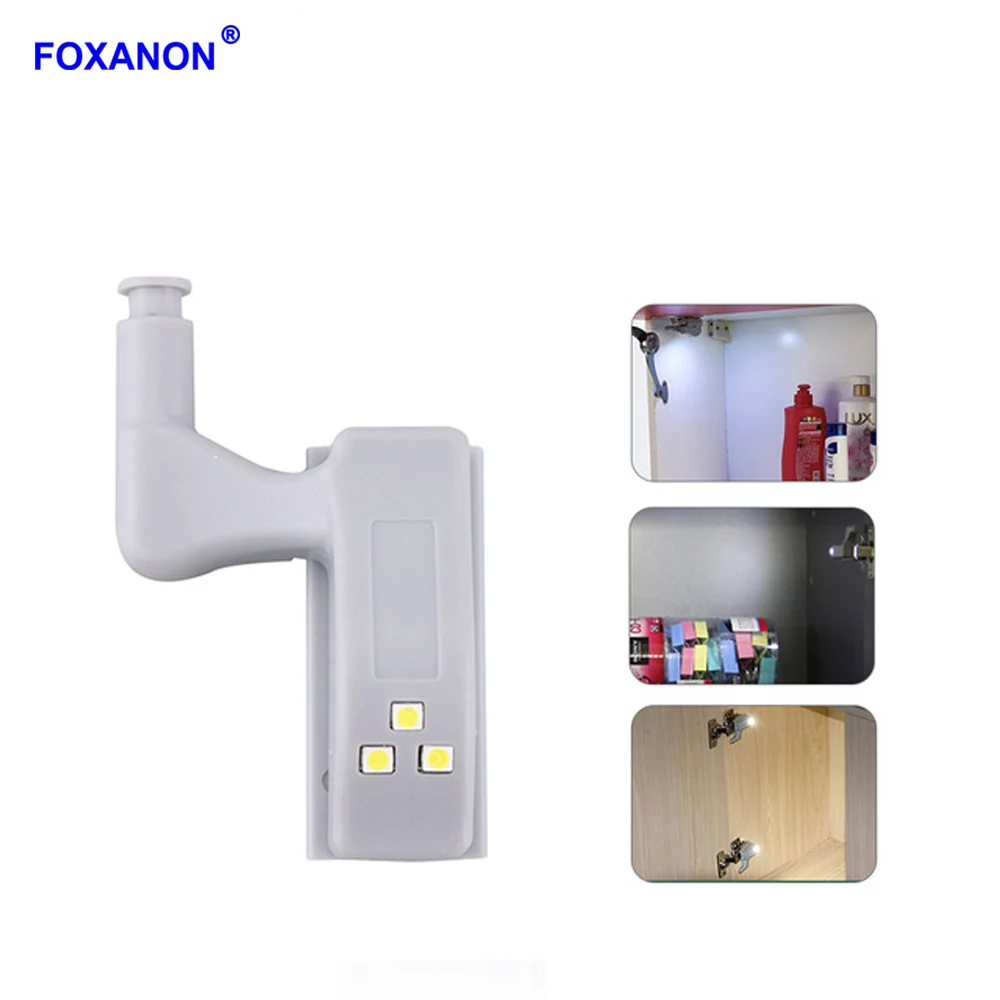 

Foxanon Closet Inner Hinge LED Sensor Lamp Under Cabinet Lights For Kitchen Bedroom Wardrobe Night Light Bulb Battery Operated