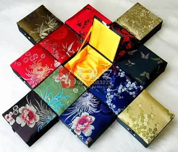 

Wholesale10PCS Chinese Handmade vintage silk &wood Jewelry bracelet bangle Boxes
