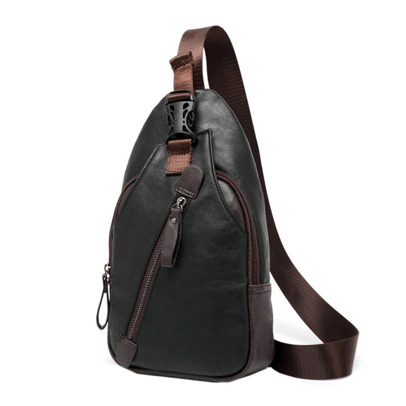 

Hot Fashion ETONWEAG New Men PU Leather High Quality Travel Cross Body Messenger Shoulder Fashion Casual Sling Pack Chest Bag