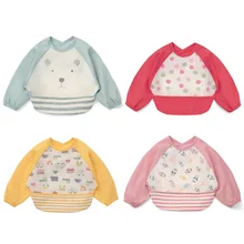 Мультяшные детские нагрудники водонепроницаемые Slyunyavchyk с длинными рукавами для кормления ребенка пластиковый фартук Slabbetjes детские вещи