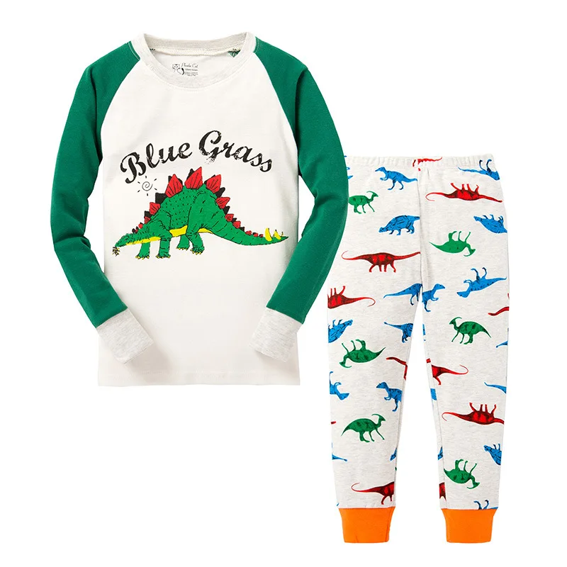 

knitted cotton 100% toddler kid pajamas set with cute cartoon pattern 15B01 Dinosaur