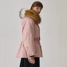 Длинная пуховая парка, Женское зимнее пальто, плотное белое пуховое пальто с настоящим мехом, с капюшоном, теплая верхняя одежда, Женская парка с перьями, куртки