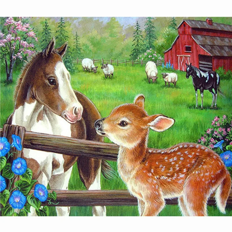 5d Diy Diamond Embroidery Deer Animals Picture Full Mosaic Kit