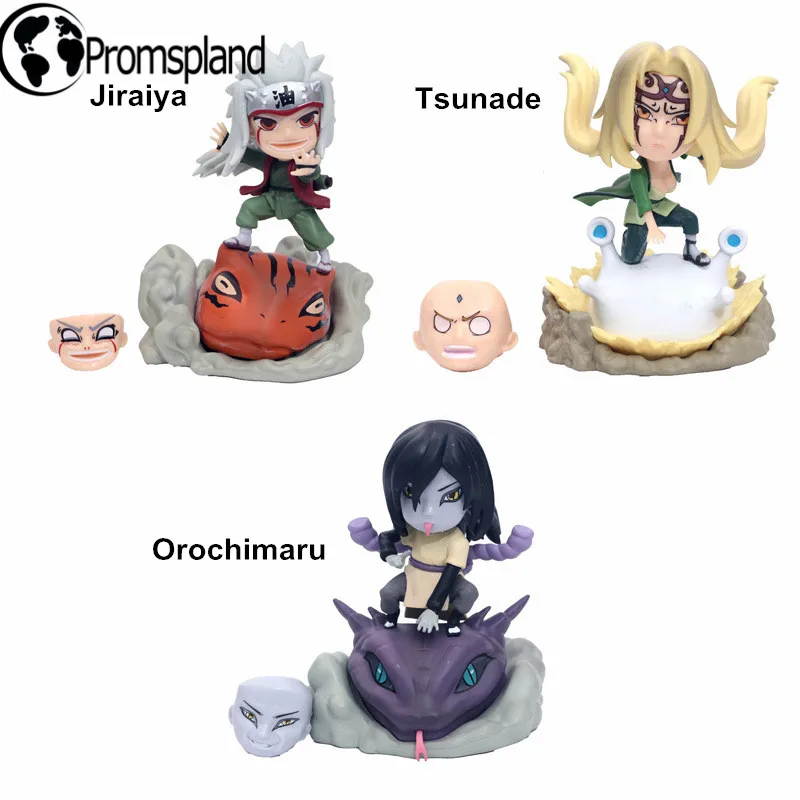 3 вида стилей Аниме Наруто Jiraiya Tsunade Orochimaru Фигурки Коллекция Модель Рисунок ПВХ коллекционная игрушка для детей Подарки 11 см