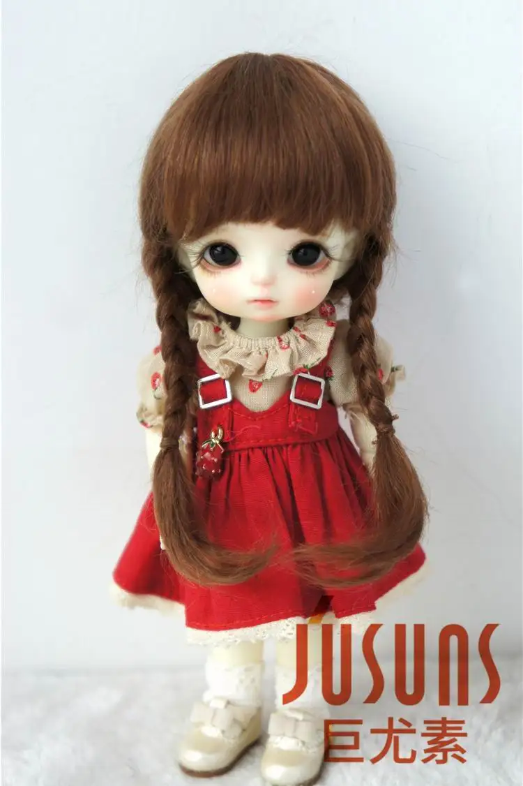 JD018 1/8 1/6 красивый парик для куклы мохеровый Анна двойная коса BJD волосы Размер 5-6 дюймов 6-7 дюймов bjd кукла парик - Цвет: 5-6inchLight Brown