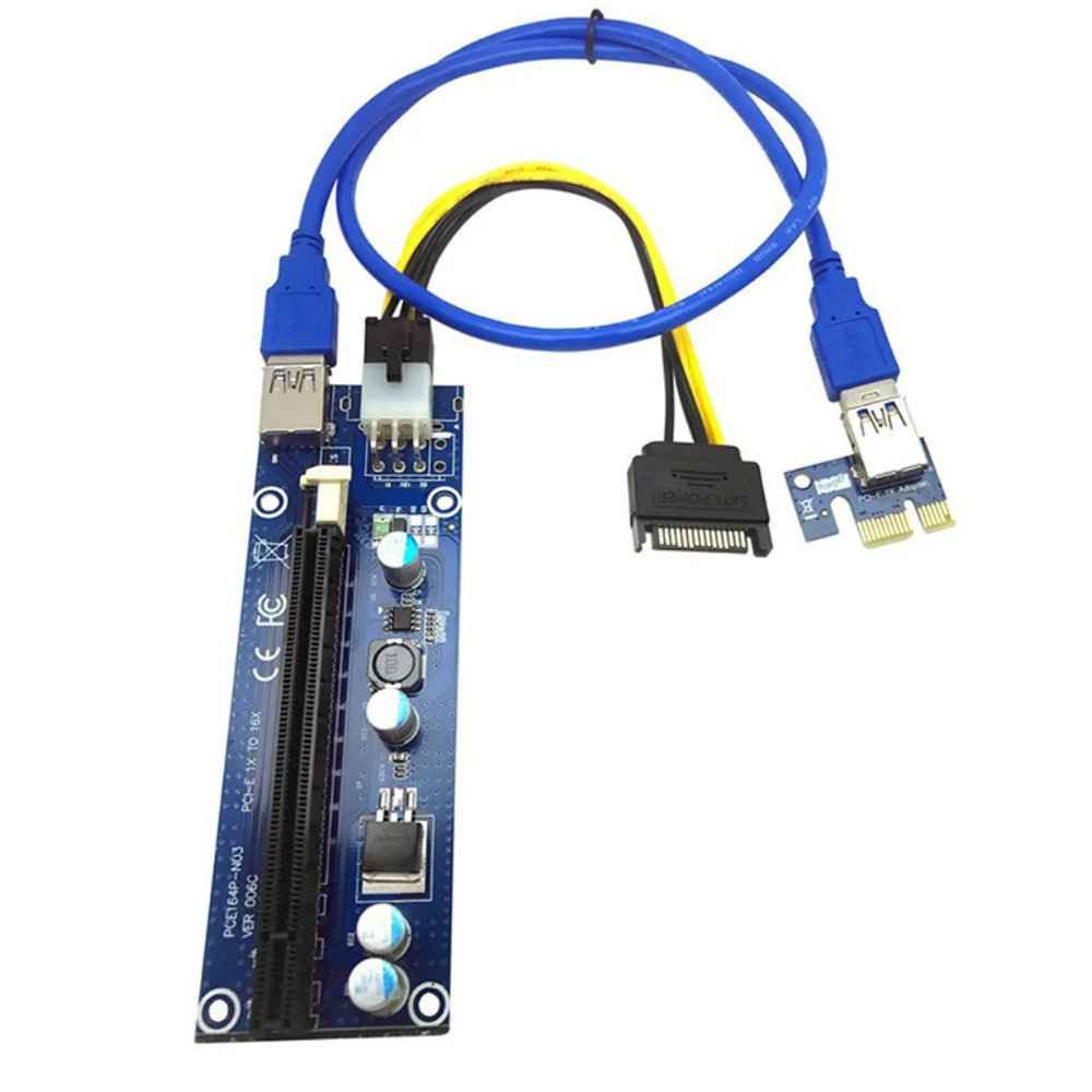 1X до 16X Удлинительный шнур USB3.0 стабильность майнинга 6pin для видеокарты биткоинов