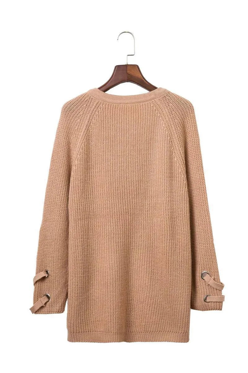 Осенние ремни с длинным рукавом с v-образным вырезом вязаный женский свитер