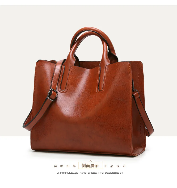 KLY 100% Genuine leather Women handbags 2018 New handbags Cross-border goods Simple handbag Ms. Briefcase Shoulder Messenger -