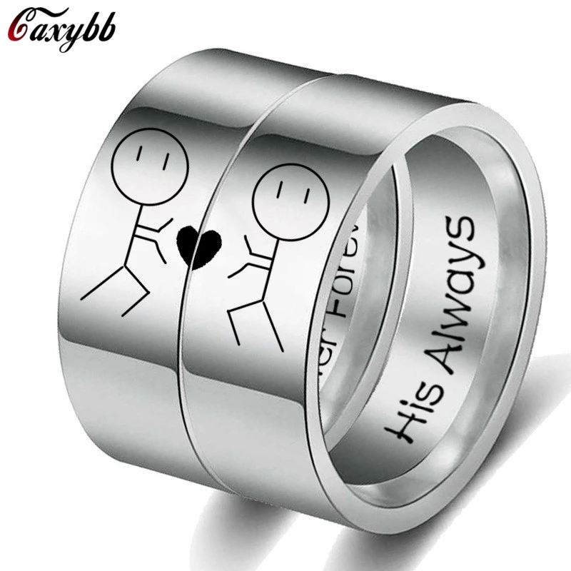 Anillo de acero inoxidable 316L para parejas, anillos de compromiso y boda, corazón, - AliExpress