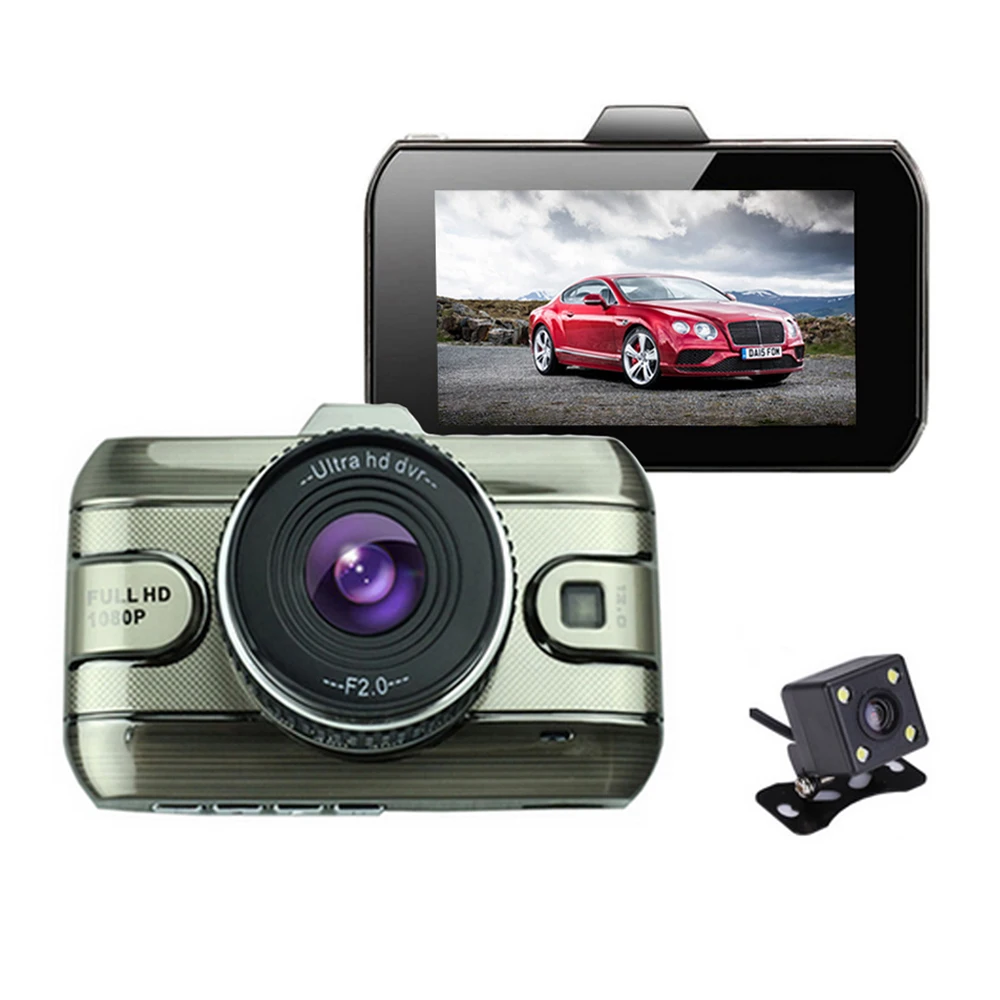 Podofo Dual Lens Car DVR Camera Full HD 1080P 170 Degree Registrator Recorder Backup Rearview Camera Loop Recording Dash Cam 