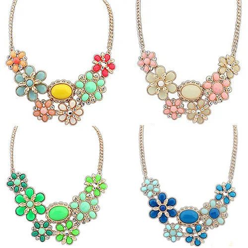 Necklace Women Jewelry 2014 New Arrival Luxury Flower Floral Pendant Chain Choker Chunky Statement Bib | Украшения и аксессуары