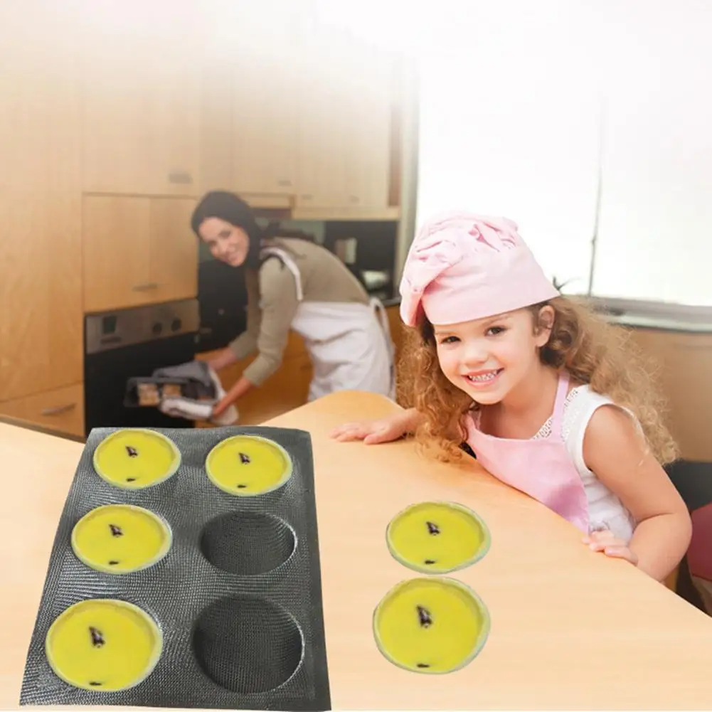 

6 Holes Non-stick Silicone Round Bread Forms Hamburger Bakery Mold Perforated Bakery Molds Baking Sheet Tray Kitchen Bakeware