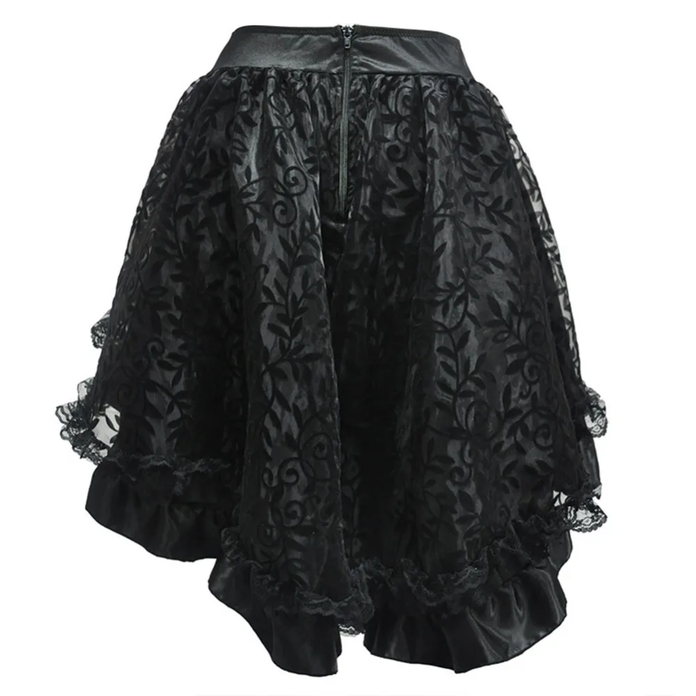 Women Gothic Steampunk Sexy Lace Fluffy Midi Trumpet Skirt Slim Long Mermaid Skirt Plus Size S-5XL-2