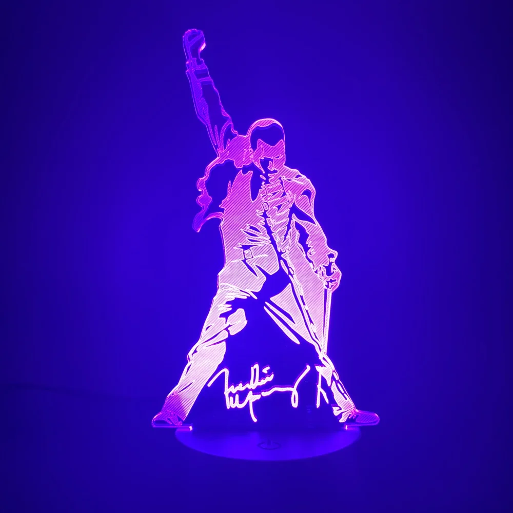  3d Lamp Queen Freddie Mercury Figure Led Night Light Touch Sensor Baby Kids Nightlight for Office R - 33032508767