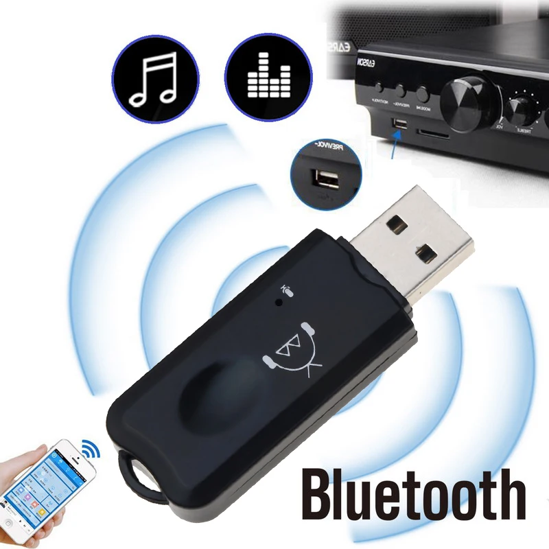 

kebidumei USB Bluetooth Stereo Audio Music Wireless Receiver V2.1 Handsfree bluetooth Adapter Dongle Kit for Speaker for iphone