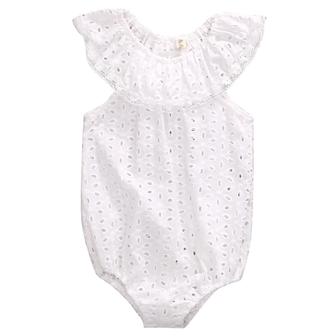 Newborn Toddler Kids Baby Boy Lace Romper Jumpsuit Pure White Hole Clothes Outfits |