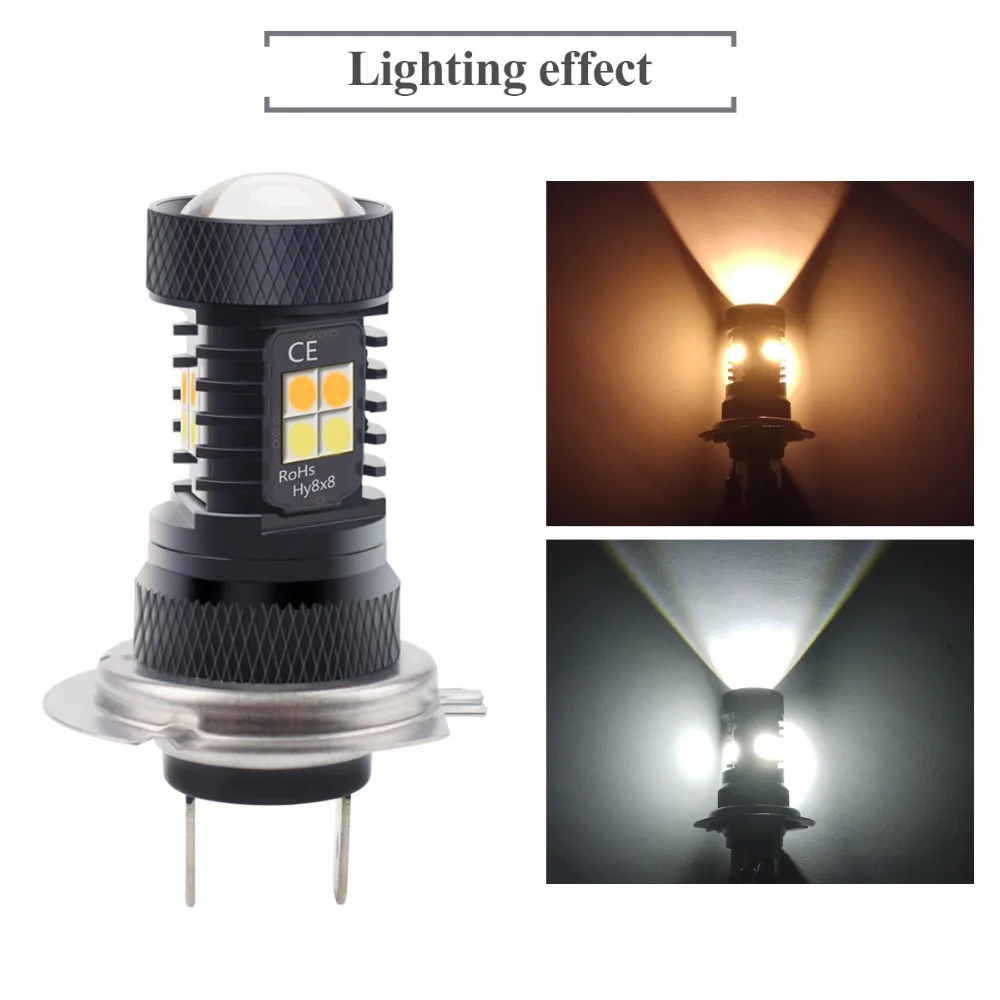 Extremely Bright 3030 Chipsets White and Amber Dual Color Switchback H7