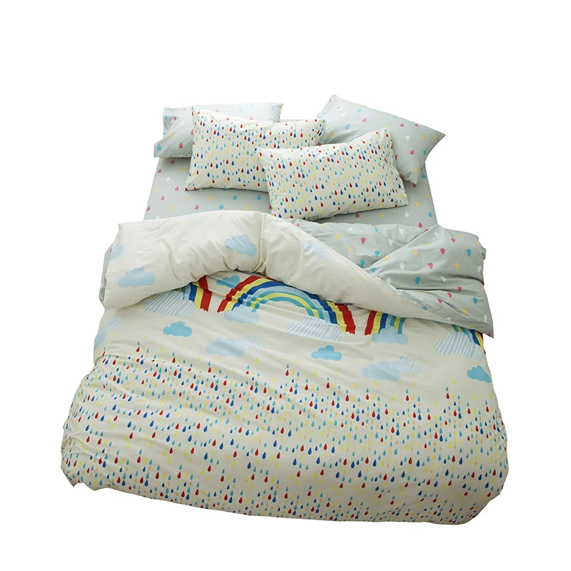 

2017 Reactive Printing cartoon Bedding Set Soft Cotton Duvet Cover fitted Sheet Pillowcase Bed Set Twin Full Queen King Size