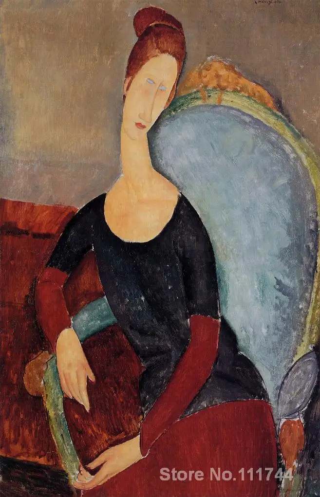 Офисный художественный Портрет Жанны хебутерн сидя в кресле от Amedeo Modigliani Холст