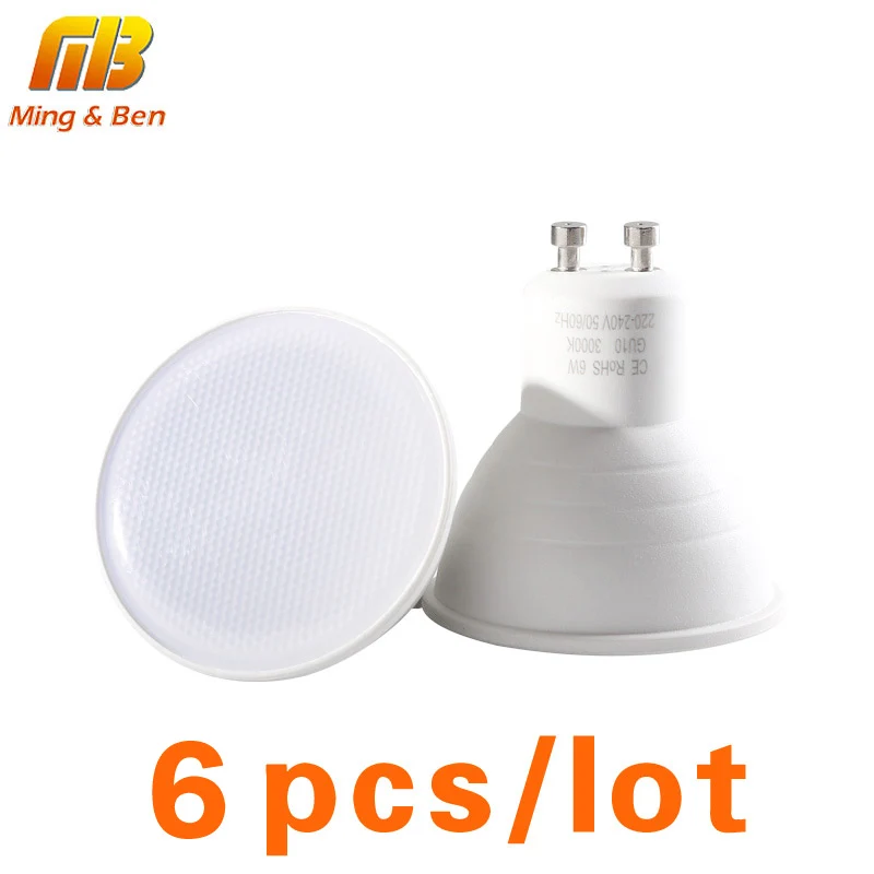 

[MingBen] 6pcs LED Light Bulb Spotlight GU10 MR16 E14 E27 6W 220V COB Chip Beam Angle 24 120Degree LED Spotlight For Table Lamp