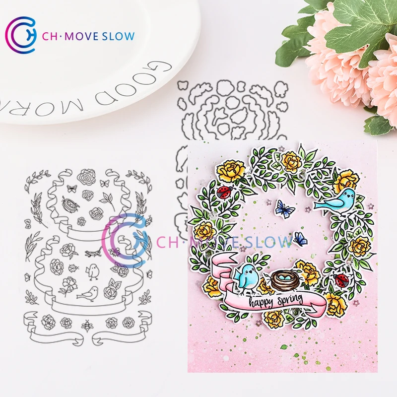 

CH Springtime Banners Metal Cutting Dies and stamps DIY Scrapbooking Card Stencil Paper Craft Handmade