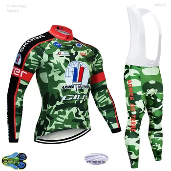 

2019 Camouflage Pro Cycling Jersey 12D Pads Bike Pants Set Mens Ropa Ciclismo Winter Thermal Fleece Bicycle Jacket Cycling Wear
