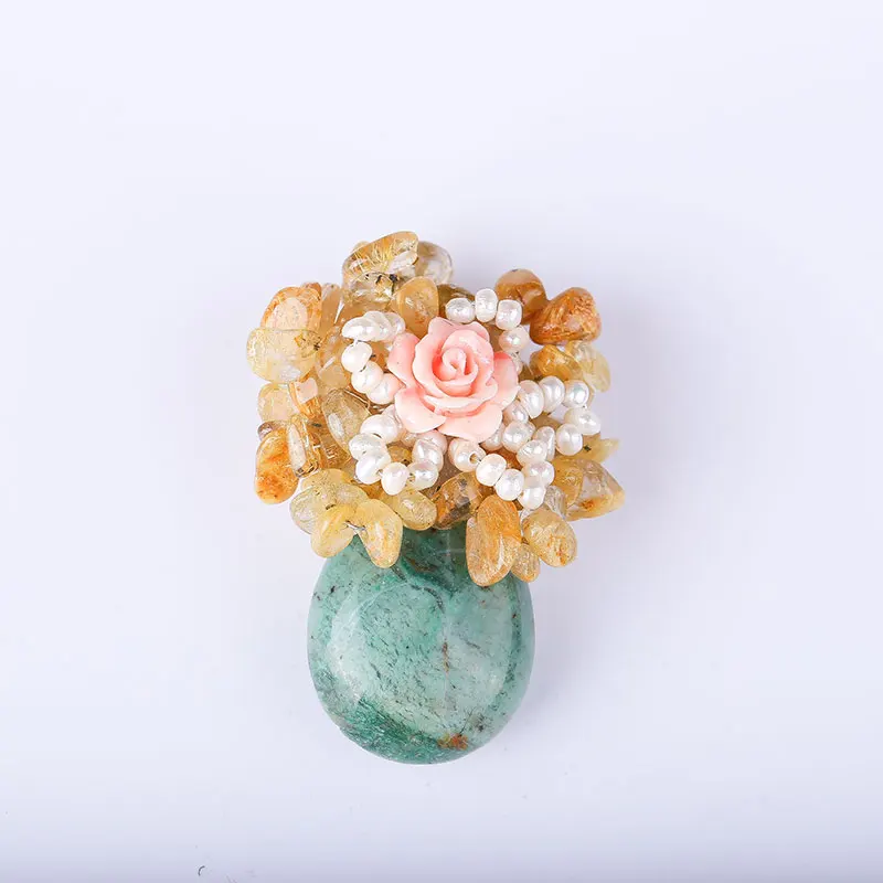 

Natural Pearl Green Onyx White Butterfly Shell Brooch Pendant Dual Style Chinese Style Gift Retro Original Handmade Corsage