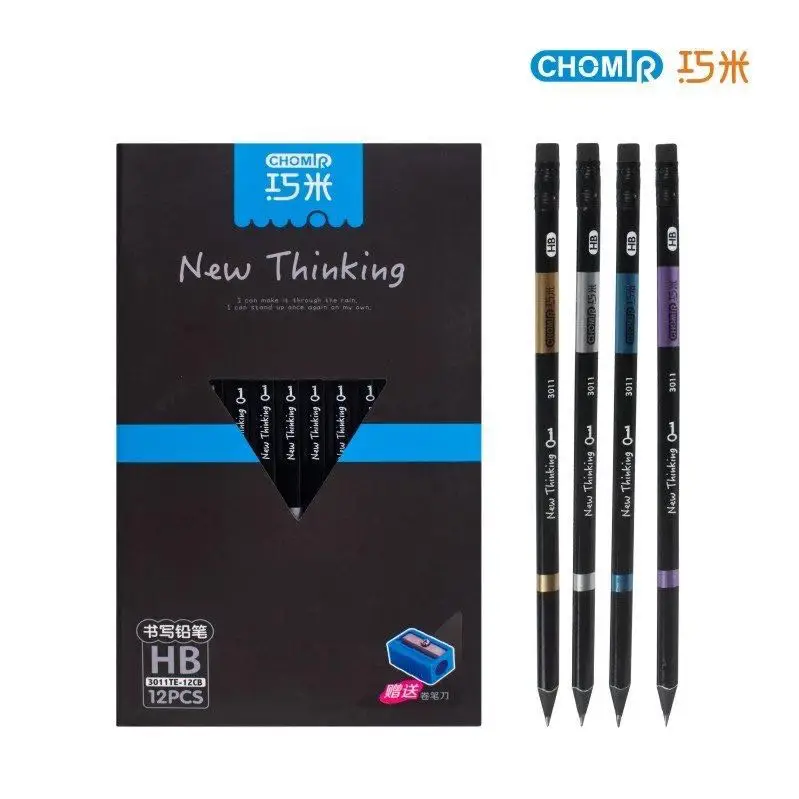 

Qiao Mi pencil writing with HB black wood belt eraser advanced writing triangle correction non-toxic pencil gift