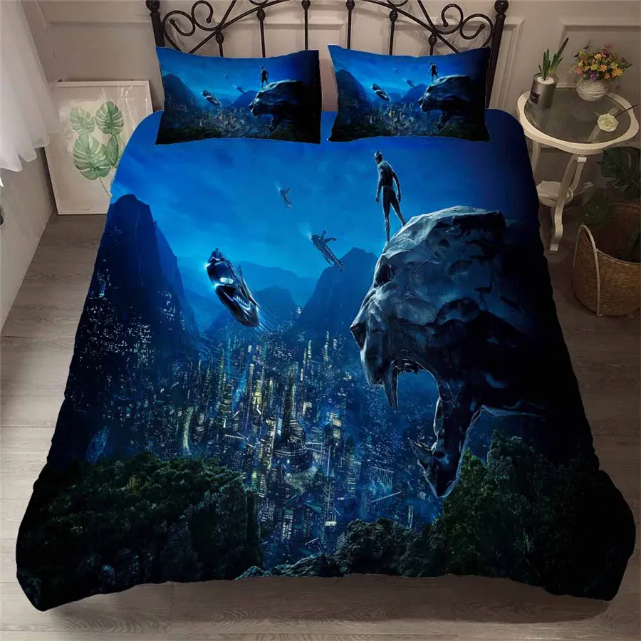 BLACK PANTHER KING SIZE DUVET COVER /& PILLOWCASE SET ANIMAL BEDDING NEW