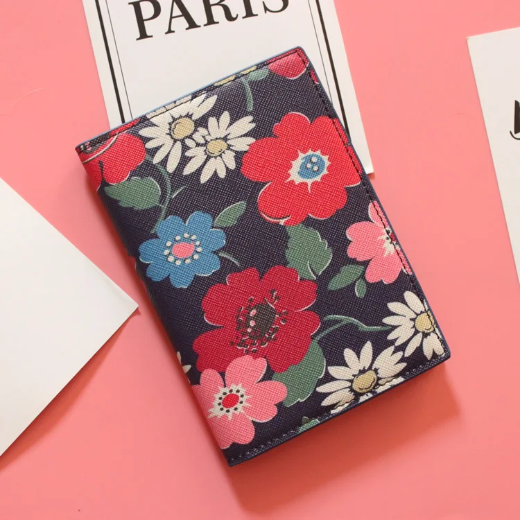 Макнили с цветочным принтом Для женщин Обложка для паспорта из искусственной кожи Бизнес карты девушки кредитных держатель для карт