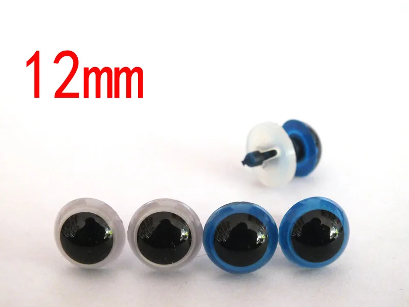 

free ship!! 40pcs/lot 12mm Safety Eyes Plastic Doll Eyes - white / blue