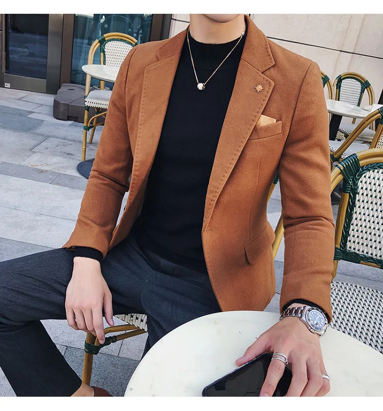 Новинка 2019 года для мужчин осень британский стиль повседневное мода Блейзер мужчин's однотонный деловой куртка мужчин бутик элегантны