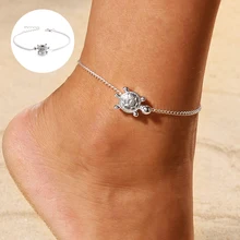 Bohimia żółwie morskie Anklet Vintage dla kobiet lato plaża bransoletka boho noga łańcuch stóp obrączki biżuteria
