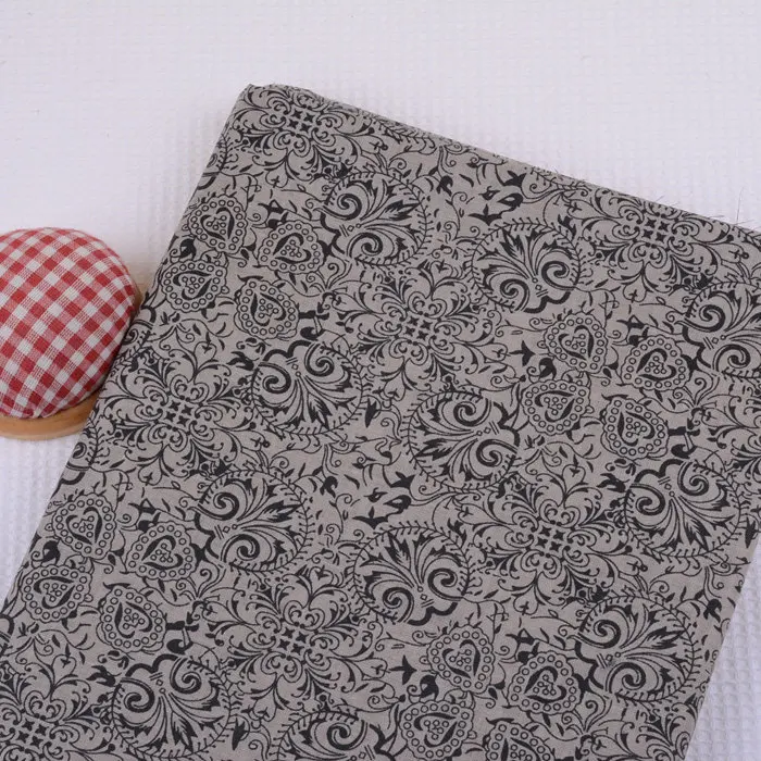 

Half Meter 150*50cm 100% Cotton Vintage Black Totem Printed Fabric, Floral Cotton Cloth Crafting DIY Purse Tissue PB224