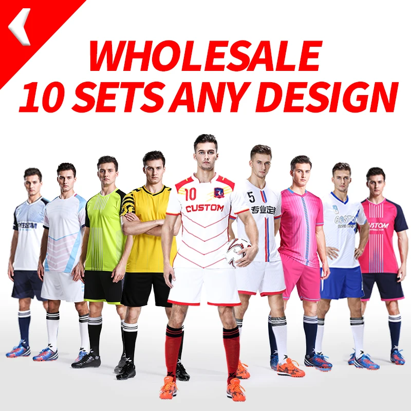 

10 Sets/Lot Soccer Jerseys 2019 Design Custom Football Uniforms Survetement Football 2019 2019 Personalized Sportswear Wholesale
