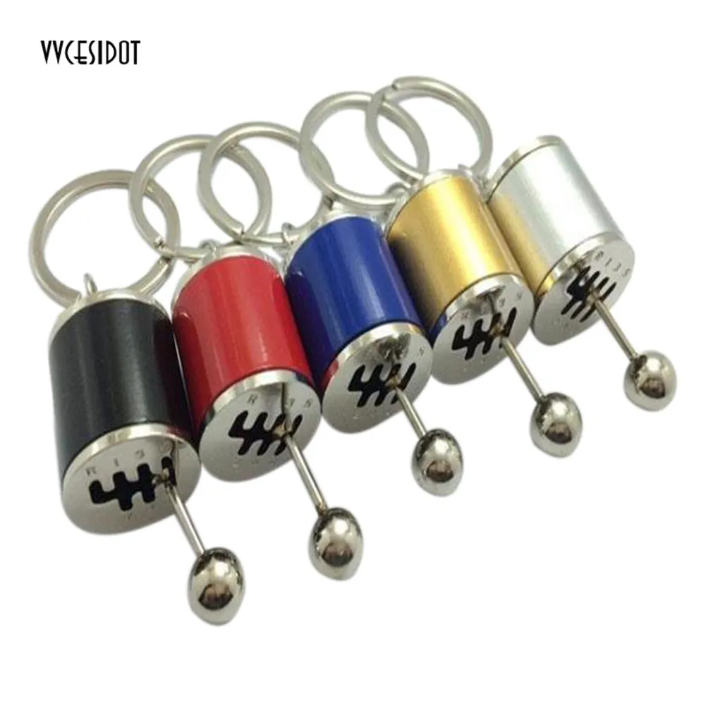 Car Keychain Gear Shift Knob Type Car Modified Key Ring Auto Metal Key Chain car-styling Red Yellow Silver Blue Black