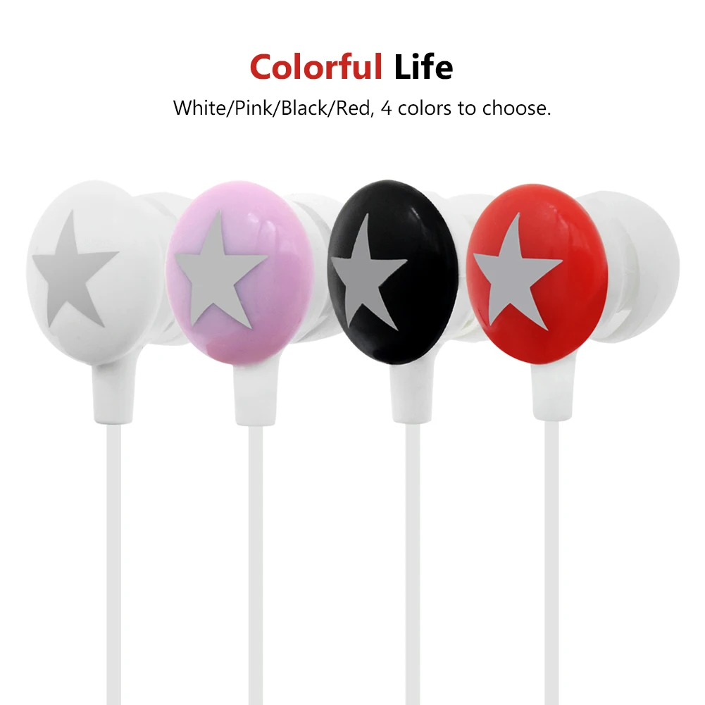YCDC Universal 3.5mm Cute Star In ear Earphone Music Earbud For HTC Iphone Samsung Phone PC