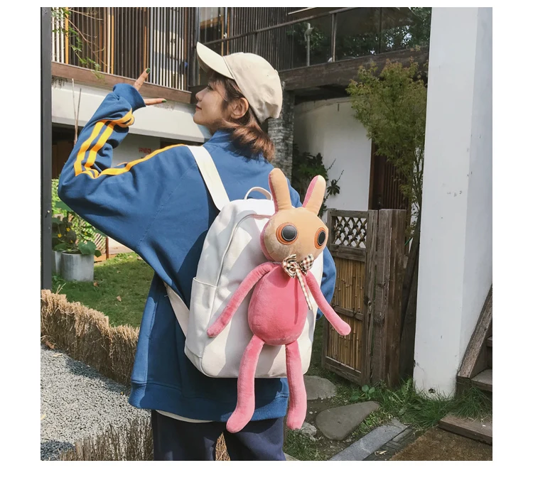 Menghuo Rabbit Canvas Backpack for Women Cute Funny Backpacks for Teenager Girls Lolita Bag Kawaii Backpack Mochilas femininas_19