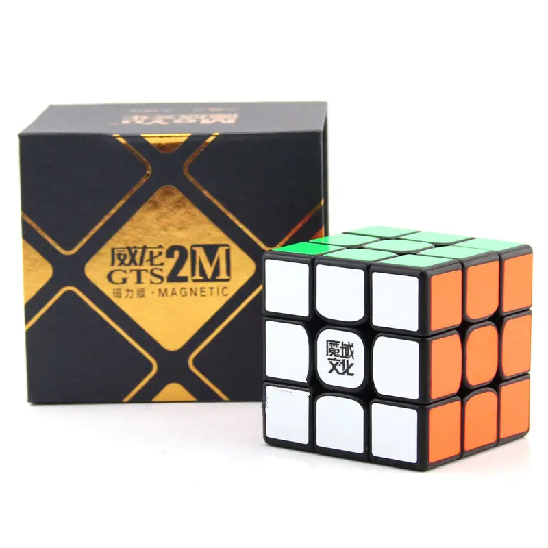 Moyu WeiLong GTS2M 3X3X3 Магнитный магический куб и GTS2 без магнитного 3x3 Profissional speed Cube головоломка для детей 3 by 3 Cube кубик рубика - Цвет: GTS2M Black