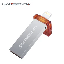 Wansenda OTG Metal USB Flash Drives for iPhone/IOS/PC 64GB 32GB 16GB High Speed 2 in 1 mini Pendrives USB 2.0 U stick